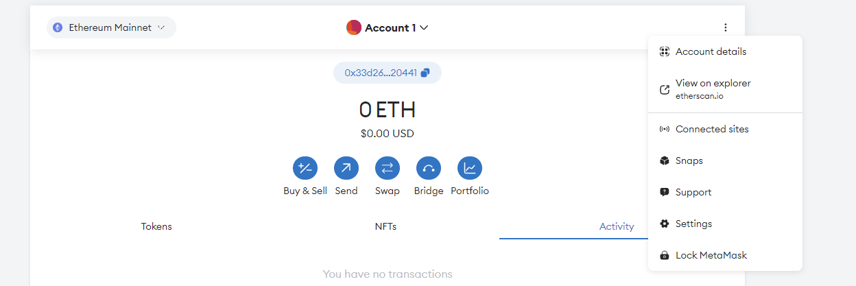 MetaMask Settings